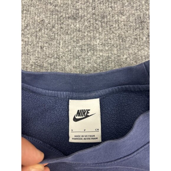 Nike Sweatshirt Mens Small Blue Crewneck Fleece Swoosh Pullover Embroidered - Picture 2 of 7